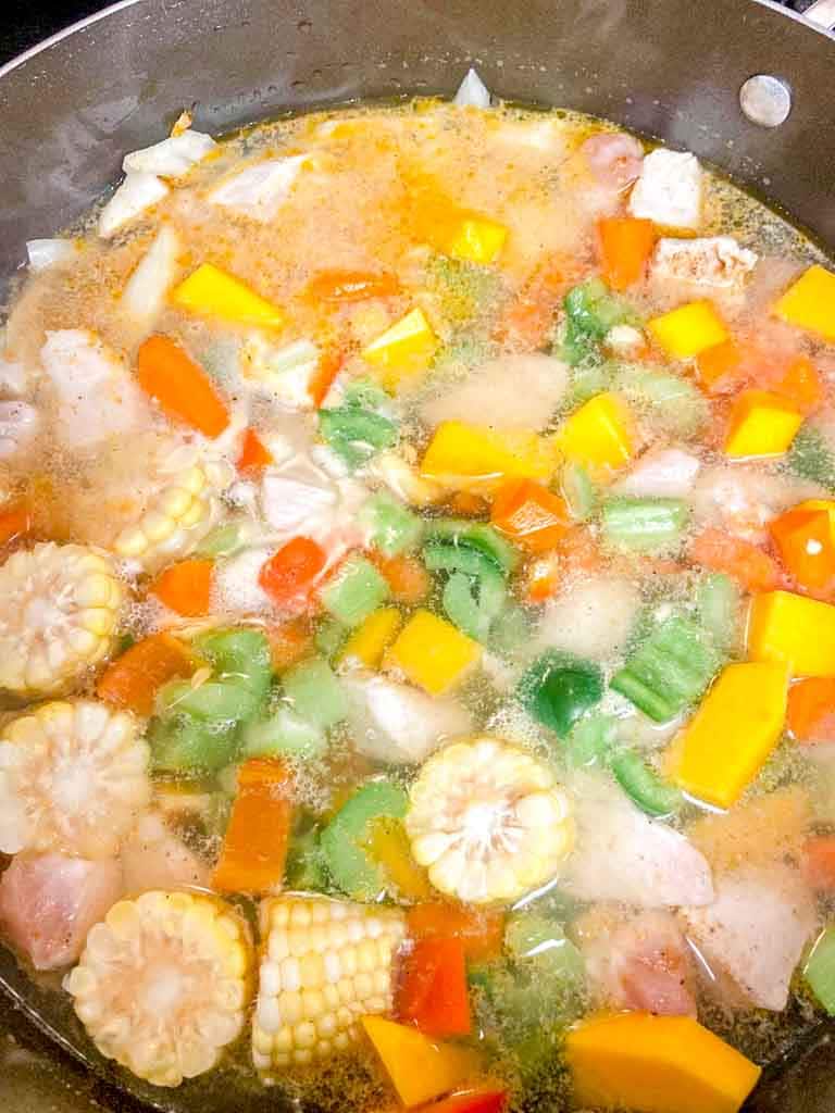 vegetables in chicken soup